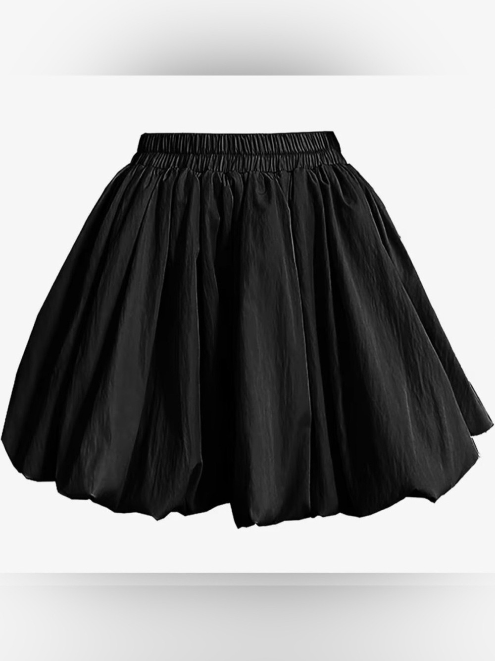 Black Bubble Skirt Elastic Waist Short